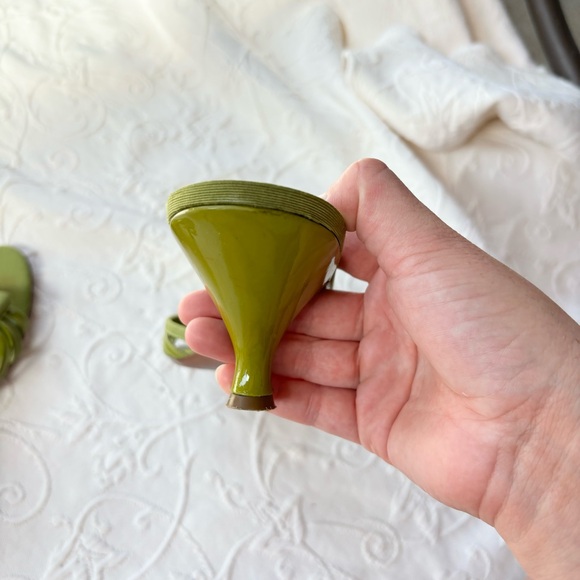 Green Claretta Leather Kitten Heel Sandals by Salvatore Ferragamo Size 9 - Picture 7 of 14